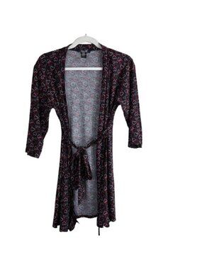 Renee Rofé Heart Print Robe Sz S Casual Romantic